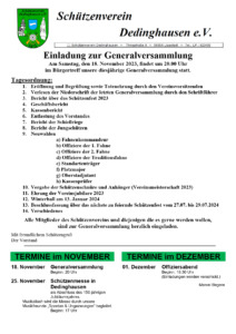 Einladung zur Schützenverein Generalversammlung